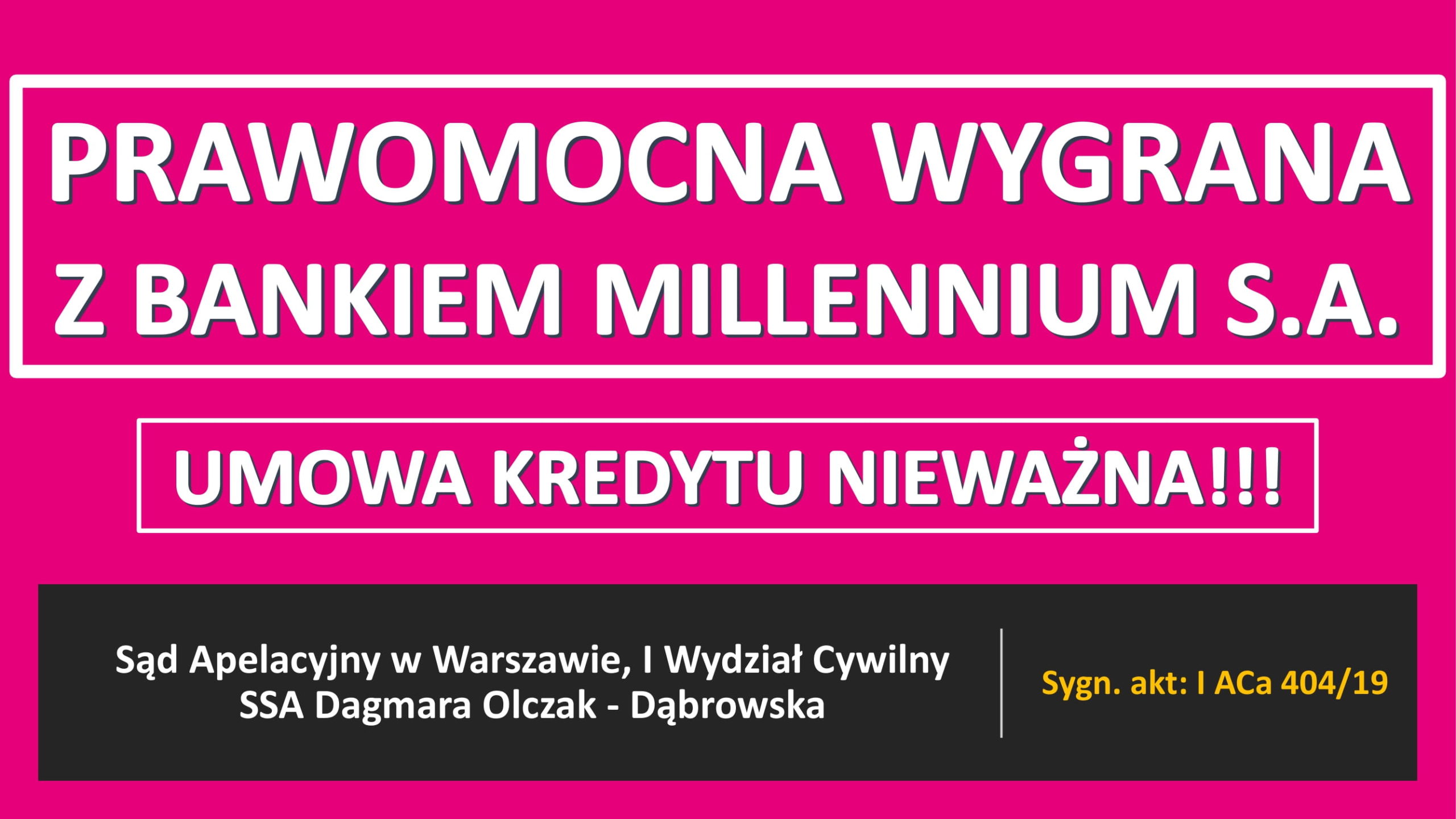 prawomocna wygrana z bankiem millenium